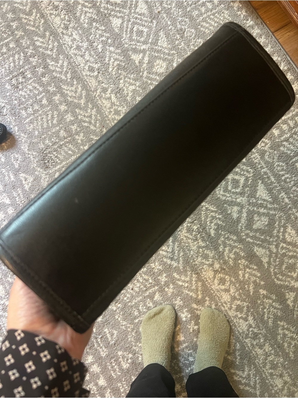 Fossil Black Leather Tote with Gold Hardware and Adjustable Strap - Picture 5 of 14